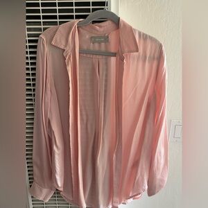 Everlane Light Pink hammered satin button down shirt